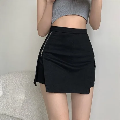 Side Slit Fitted Denim Skirt - Image 12