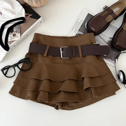 Tiered Ruffle Mini Denim Skirts