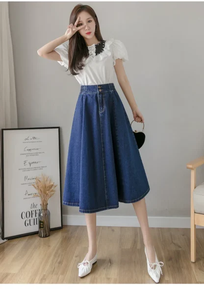 A-line High-waist Denim Skirt - Image 9