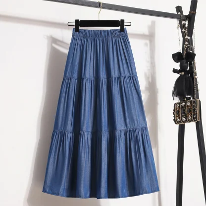 Soft Tiered Casual Denim Skirt - Image 4