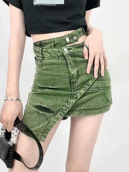 Asymmetrical Wrap Denim Skirt