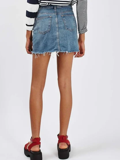 Frayed Hem Mini Denim Skirt - Image 5