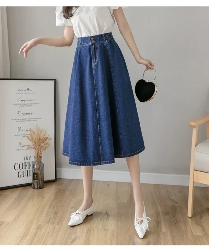 A-line High-waist Denim Skirt - Image 11