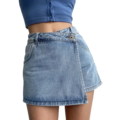 High-waist Wrap Denim Skirt